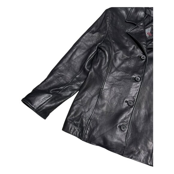 TIBOR LEATHER Black Luxury Designer Casual Vintage Y2K Jacket Womens Large - Picture 2 of 7